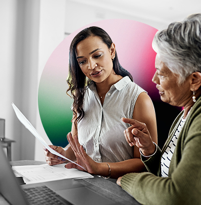 woman and her mother reviewing plans