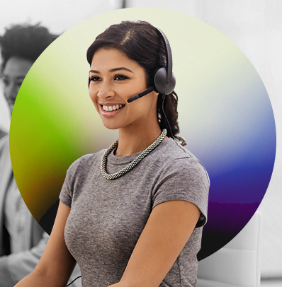 woman wearing headset